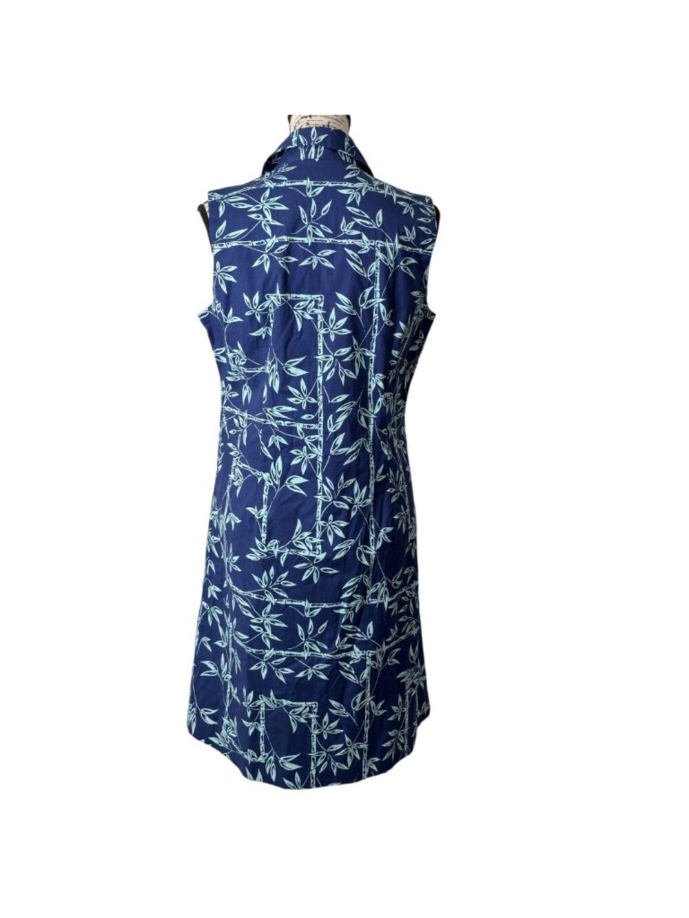 J. McLaughlin Womens Size 10 Shirt Dress Sleeveless Blue Bamboo Print Cotton USA - Picture 3 of 8